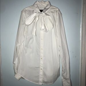 Women’s white button down with bow